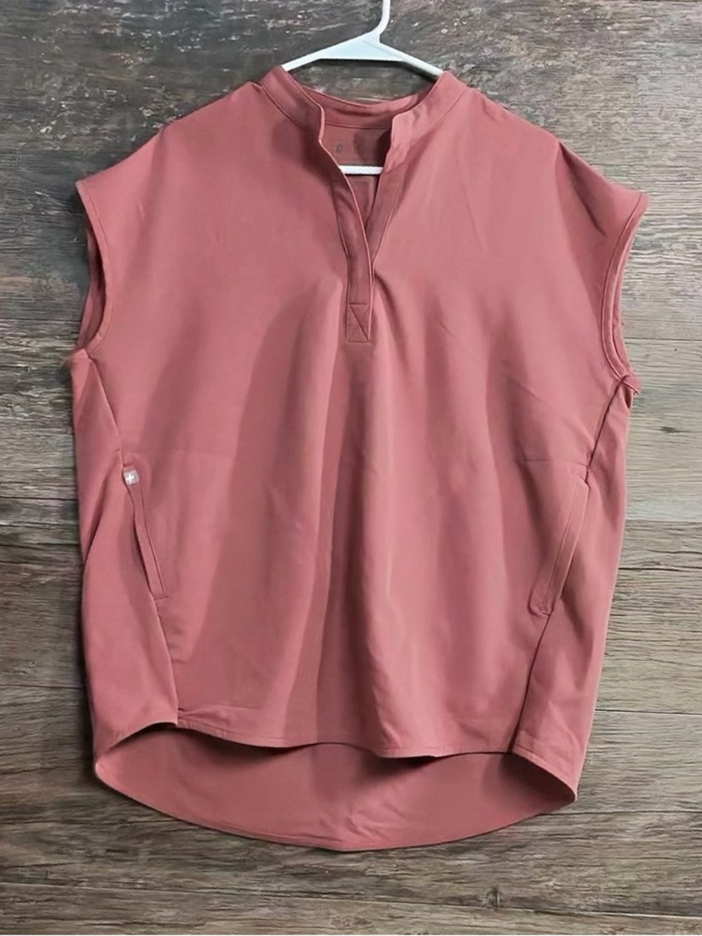 Figs Rosewood Pink Scrub Tunic Top